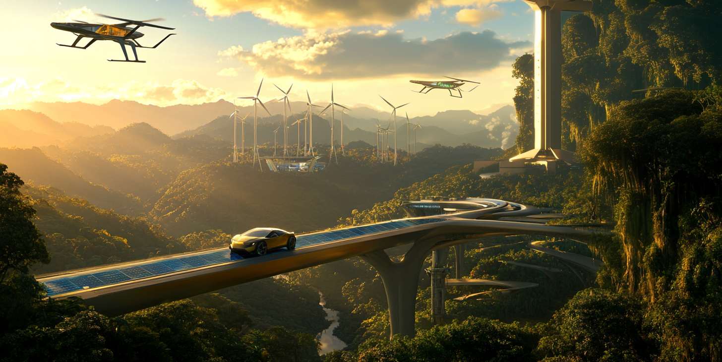 Mikemoran9476 create a vibrant futuristic scene set in a lush 709c6a47 d6e9 4229 a7c1 d7774041c5ad 0   About