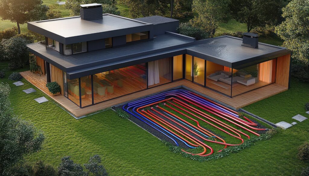 Geothermal Heat Pump System for Home Heating Using Renewable Energy with Thermal Pipes and Efficient Electricity   Renewable Energy