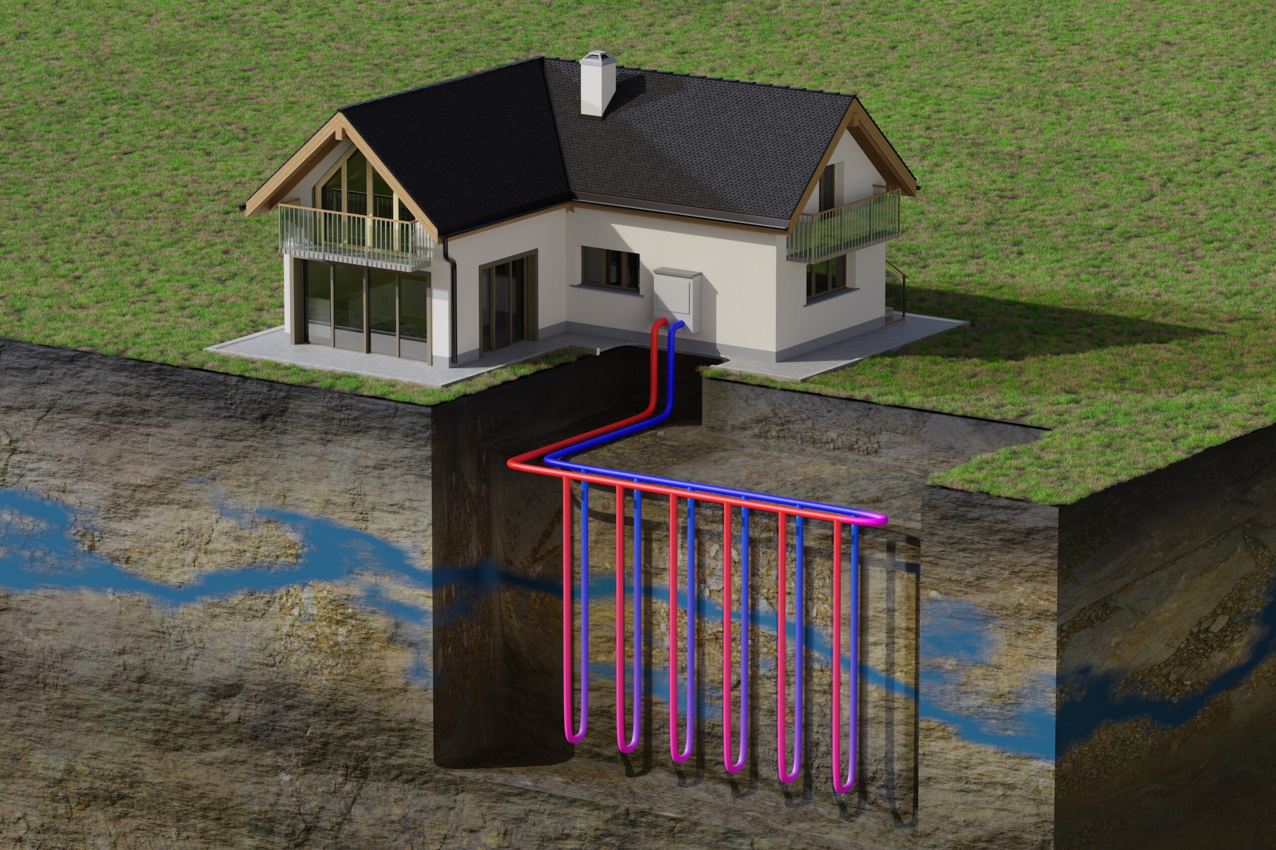 Vertical Ground Source Heat Pump System for Heating Home with Ge   Renewable Energy