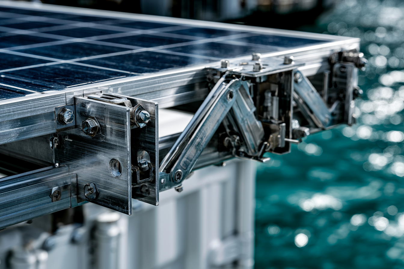 Pictoria studios close up low angle detail of aluminum solar  a918b22e 940f 4d57 b12c b96c24e5e6c5 0   Closing the 44 point Gap  a Phased Bess Program for the Family Islands