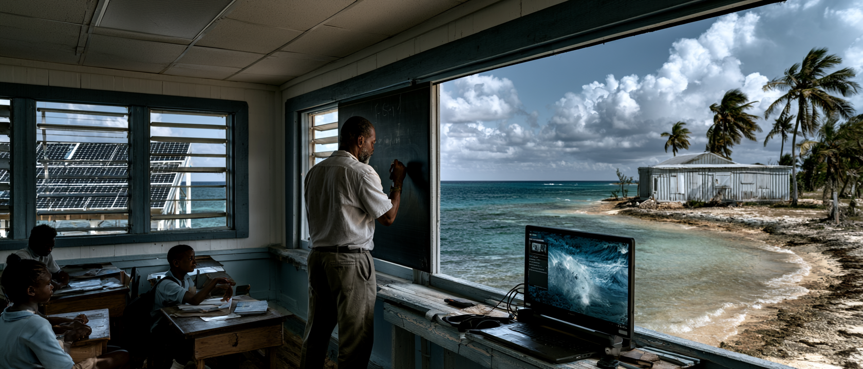 Pictoria studios a bahamian schoolteacher writing on a digita 77e0cfe9 c635 435a a1c0 158ab785b626 1   Closing the 44 point Gap  a Phased Bess Program for the Family Islands